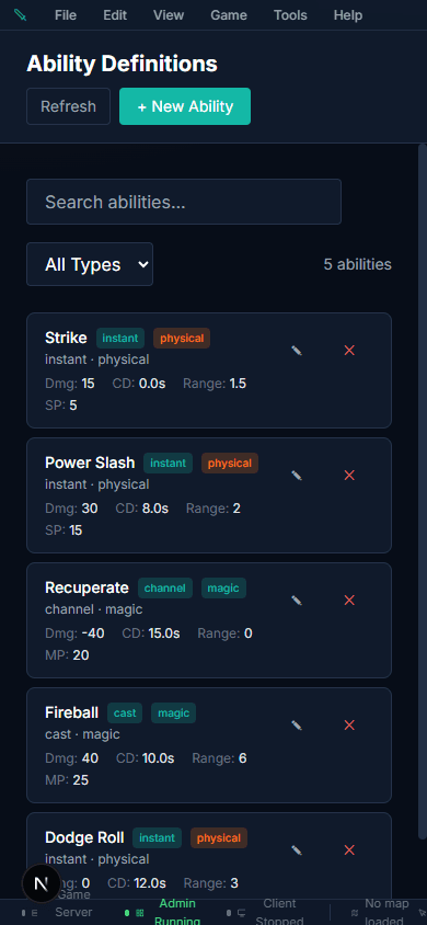Abilities Editor on mobile