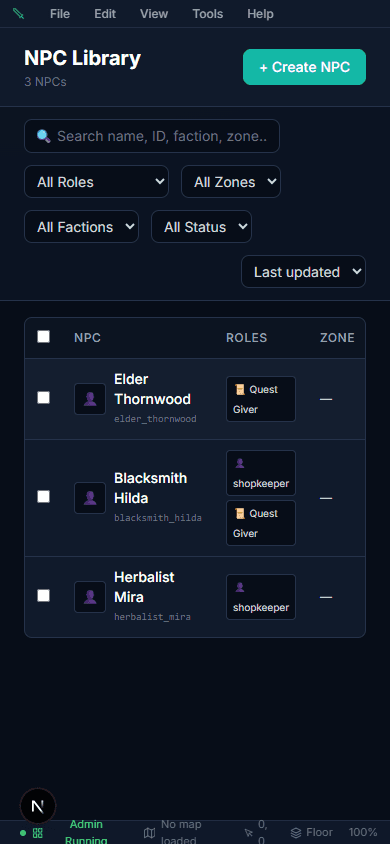 NPC Editor on mobile