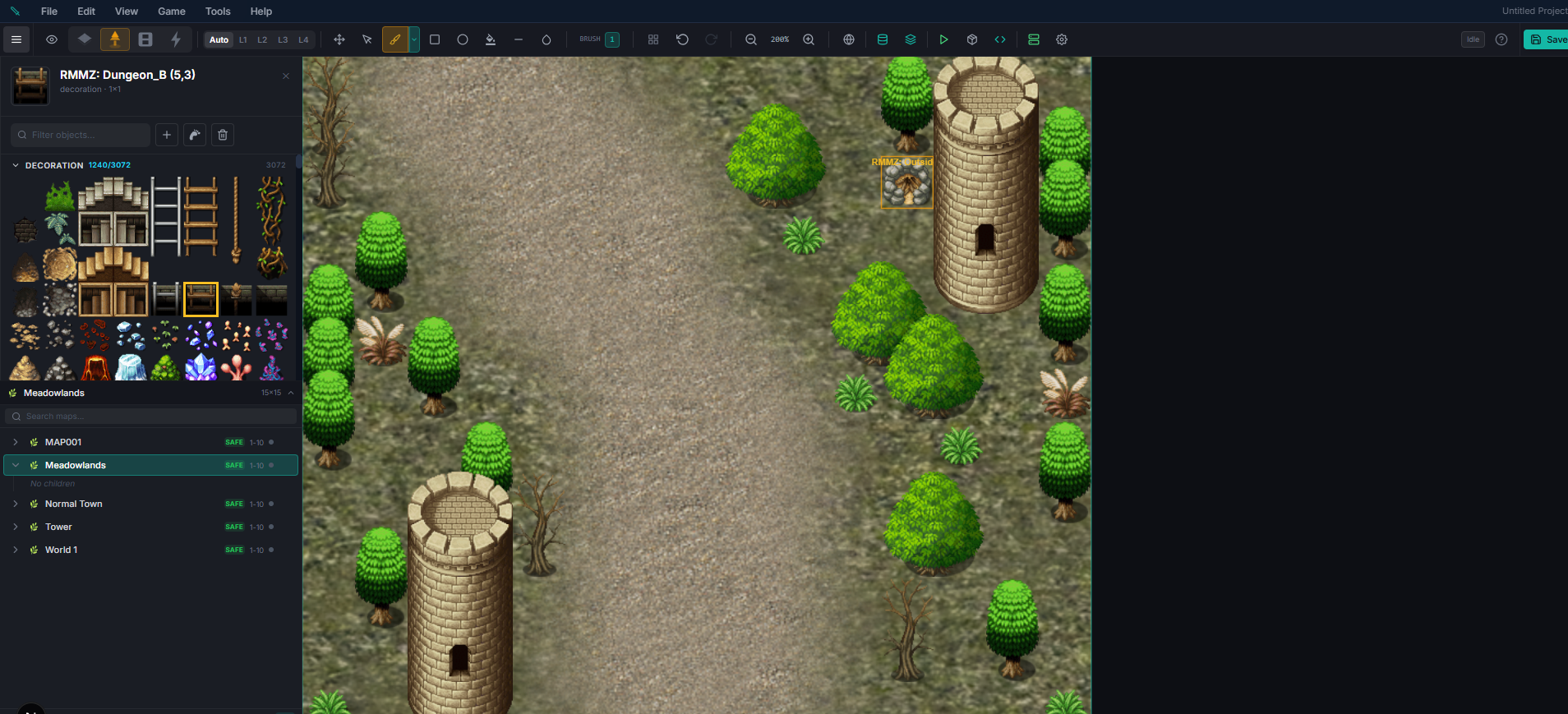 Studio Web workspace — browser-based Studio editor with active map canvas, object palette, and toolbar controls